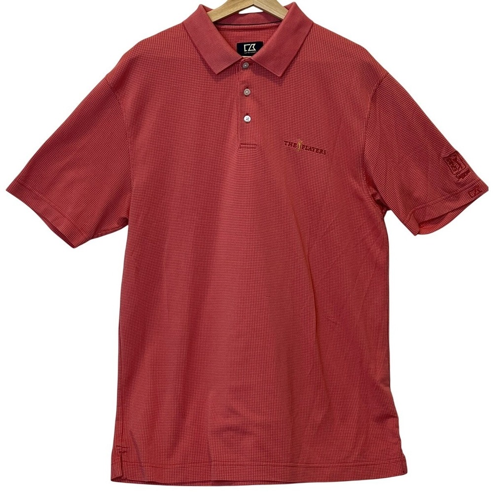 Cutter & Buck Mens The Players TPC Sawgrass Golf Polo Shirt Red Check Large